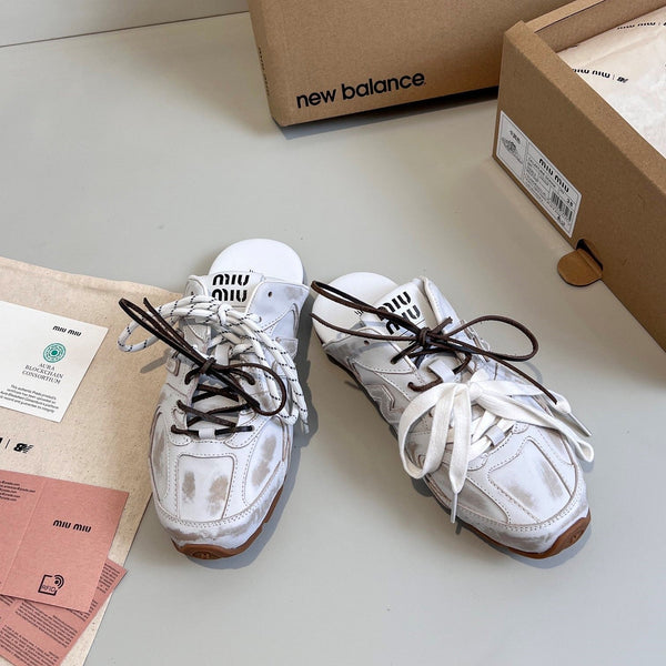 Miu x NB 530 SL Mules White Leather 642518
