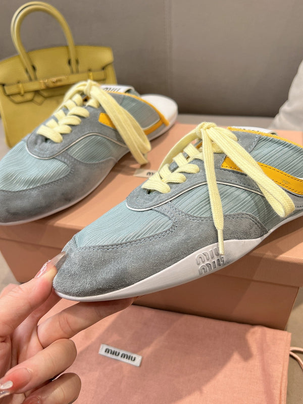 Miu x NB 530 SL Mules Teal Green Grey Mesh Suede 642508