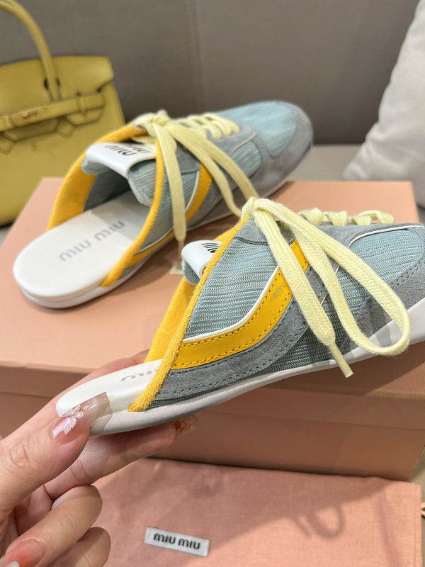 Miu x NB 530 SL Mules Teal Green Grey Mesh Suede 642508