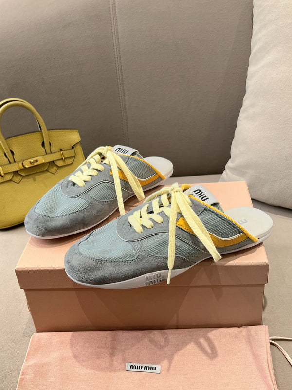 Miu x NB 530 SL Mules Teal Green Grey Mesh Suede 642508