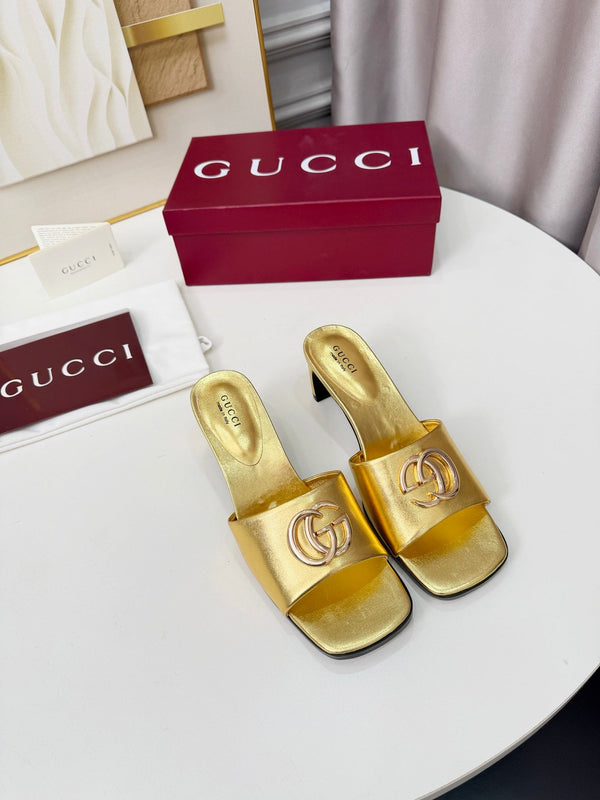 GG 2026 Sandales Printemps Précoce Cuir d'Agneau Doré 688529