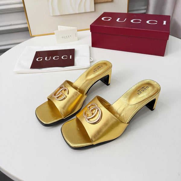 GG 2026 Sandales Printemps Précoce Cuir d'Agneau Doré 688529