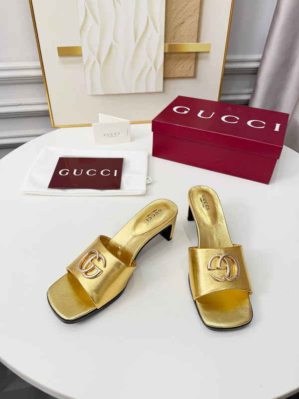 GG 2026 Sandales Printemps Précoce Cuir d'Agneau Doré 688529