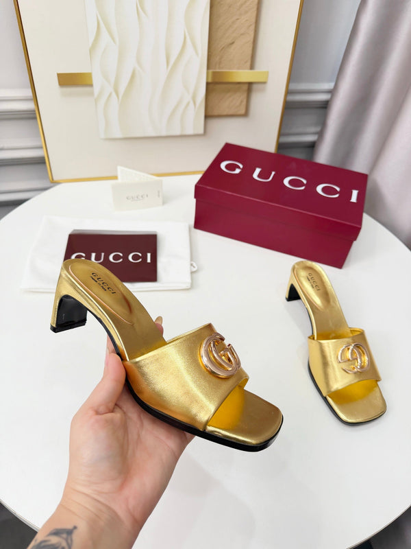 GG 2026 Sandales Printemps Précoce Cuir d'Agneau Doré 688529