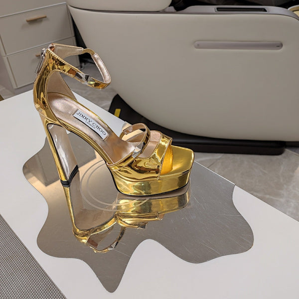 Jimmy 25 Sandalo con Plateau e Tacco in TPU Specchio Oro 240010