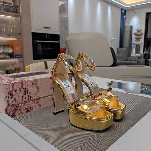Jimmy 25 Sandalo con Plateau e Tacco in TPU Specchio Oro 240010