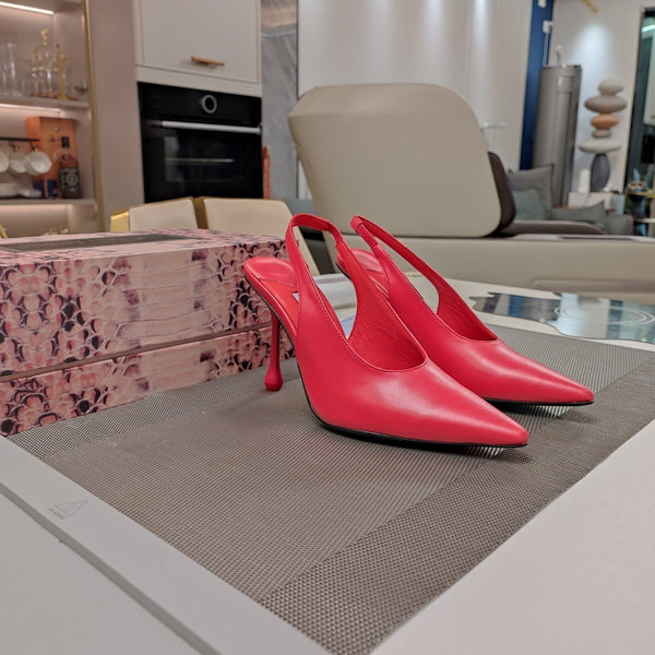 Jimmy 25 Slingback Pump Heels in pelle nappa rossa 240026