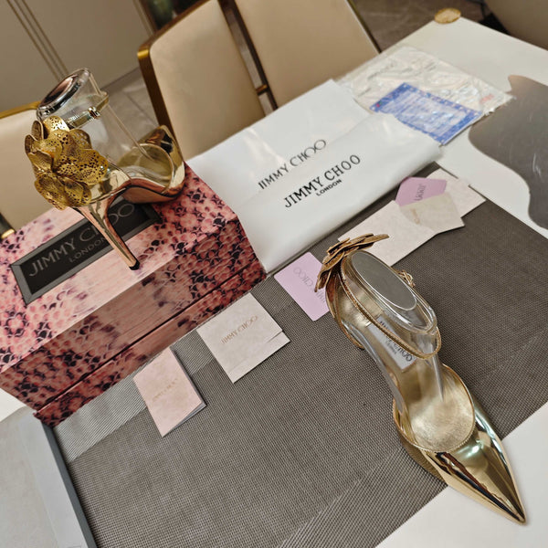 JC Marja Pumps 10cm Gold Metallic Leather 900899