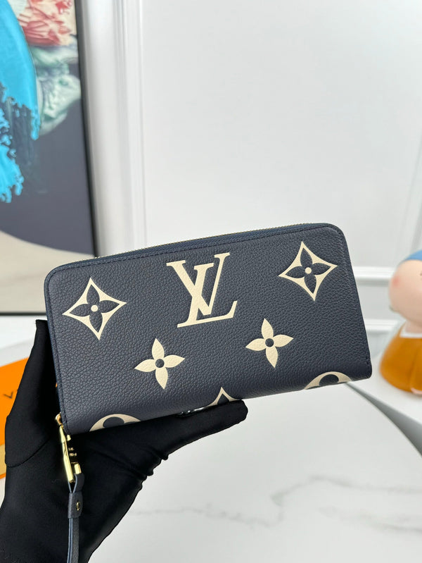 Portafoglio LV Zippy Nero Beige Monogram Empreinte Pelle 221539