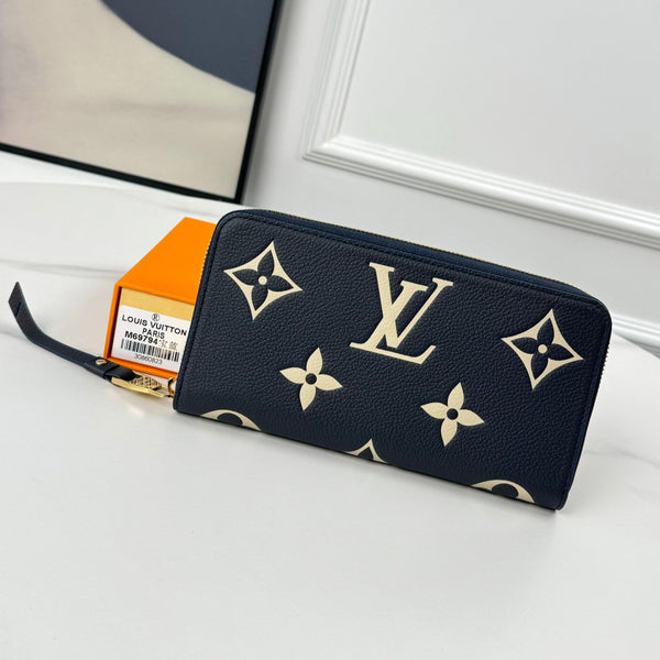 Portafoglio LV Zippy Nero Beige Monogram Empreinte Pelle 221539