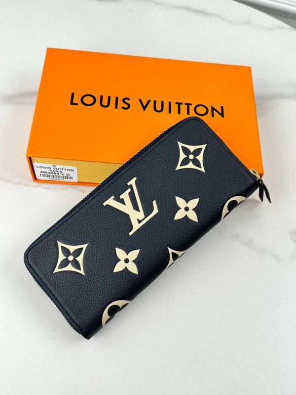 Portafoglio LV Clemence Nero Beige Monogram Empreinte Pelle 221542