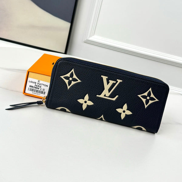 Portafoglio LV Clemence Nero Beige Monogram Empreinte Pelle 221542