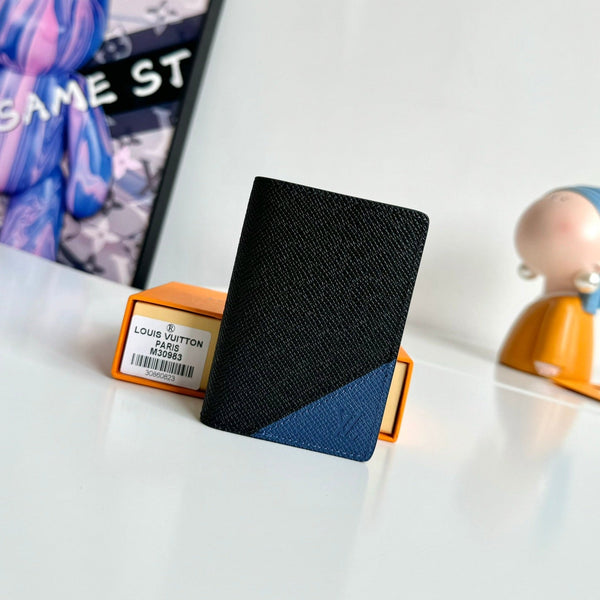 LV Pocket Organizer Black Blue Taiga Cowhide 221441