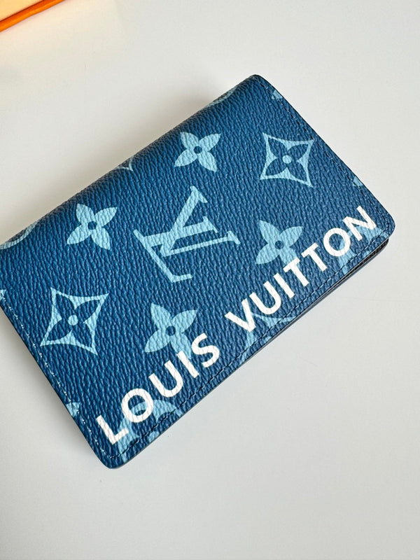 Portafoglio tascabile LV M82796 Blu Marrone Tela Monogram 221261