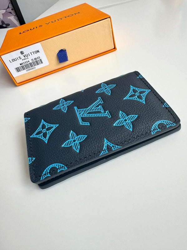 Portafoglio tascabile LV M82324 in pelle di vacchetta monogramma blu navy 221268