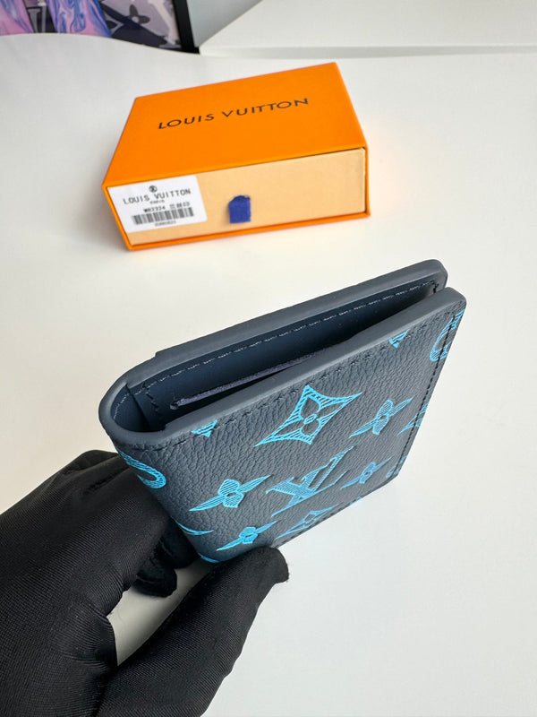 Portafoglio tascabile LV M82324 in pelle di vacchetta monogramma blu navy 221268