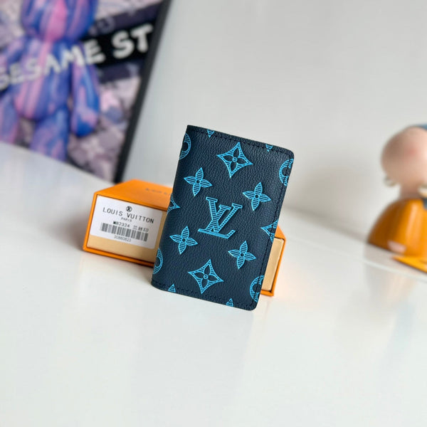 Portafoglio tascabile LV M82324 in pelle di vacchetta monogramma blu navy 221268