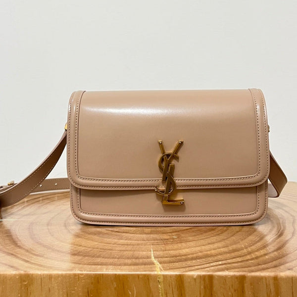 YSL Solferino Small Satchel Bag Pure Beige Gold Calfskin 339520