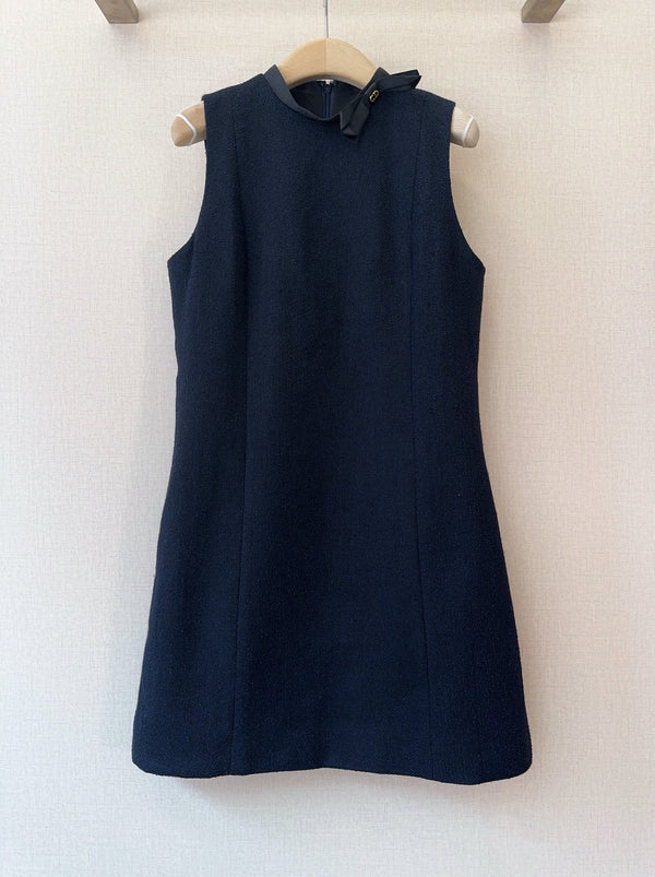 CD 26s Sleeveless Dress Navy Blue Wool Polyester 413216