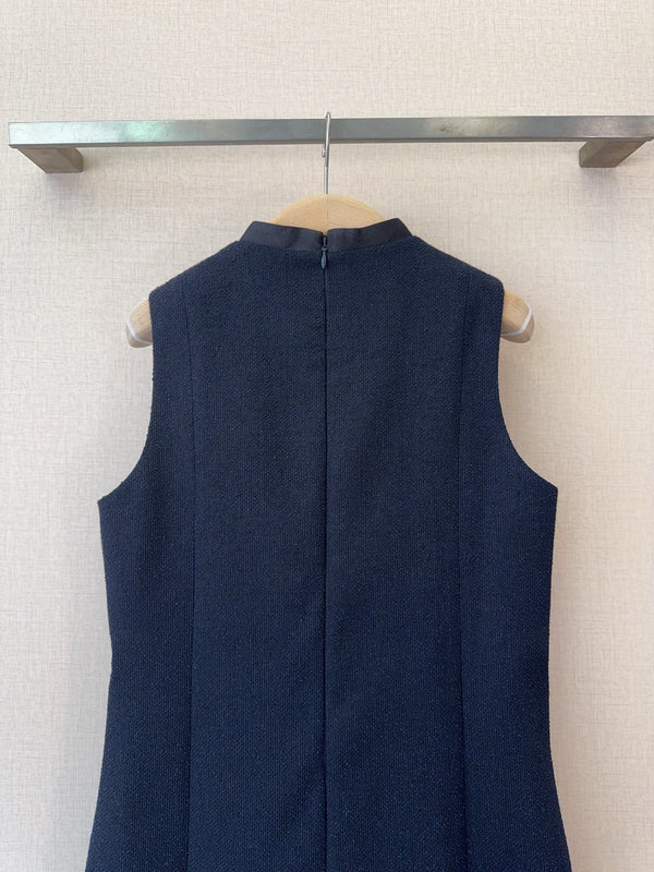 CD 26s Sleeveless Dress Navy Blue Wool Polyester 413216