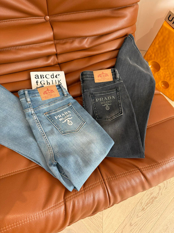 Prada Flared jeans Black and Blue Cotton