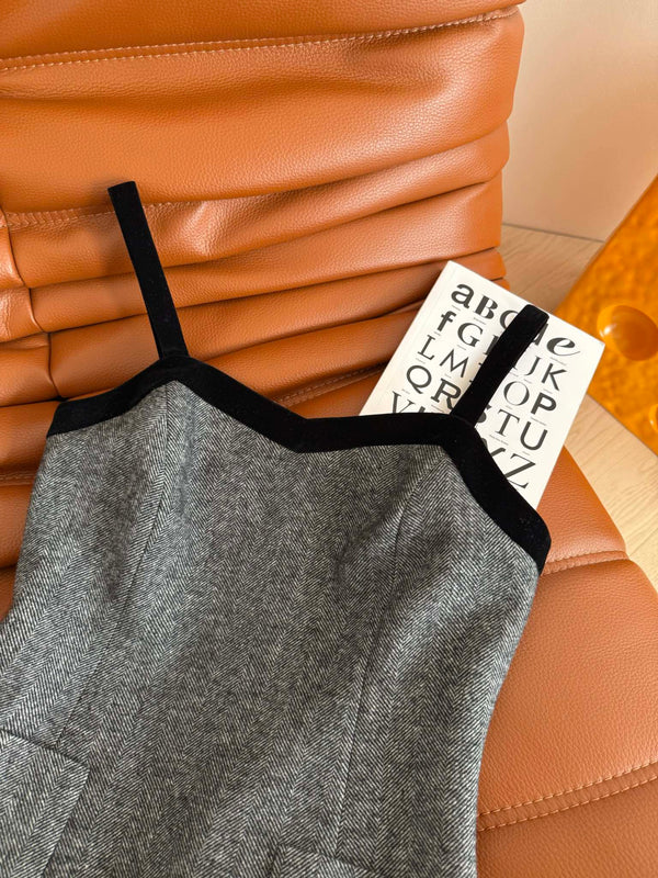 Prada 25 Dress and Jacket Set Gray Wool Polyester
