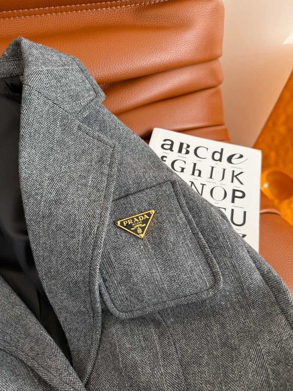 Prada 25 Suit Jacket Gray Wool