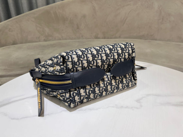 CD Jacquard Hobo Bag 23 With Chain Dark Blue White Canvas