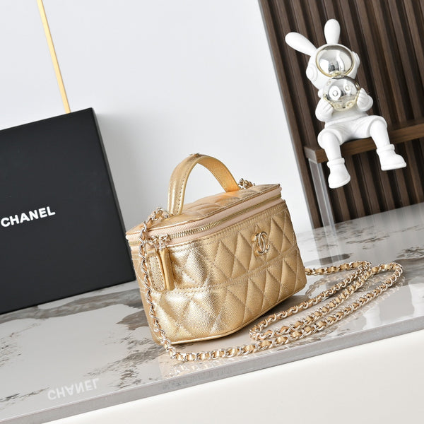 CC 25C Vanity Case Cuir Caviar Métallisé Or 286276