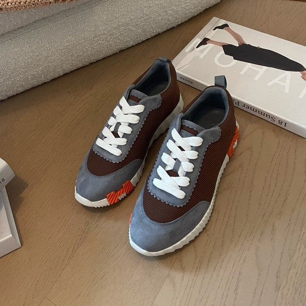 HM Bouncing 35 Sneakers Chocolate Canvas Grey Suede Goatskin H Orange