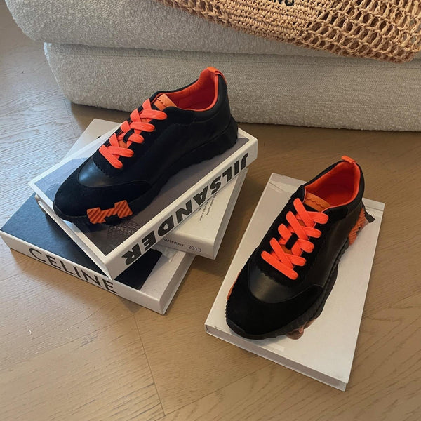 HM Bouncing 35 Sneakers Black Goatskin & Suede Goatskin Orange H Orange