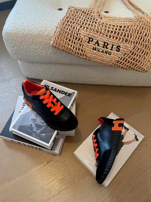 HM Bouncing 35 Sneakers Black Goatskin & Suede Goatskin Orange H Orange