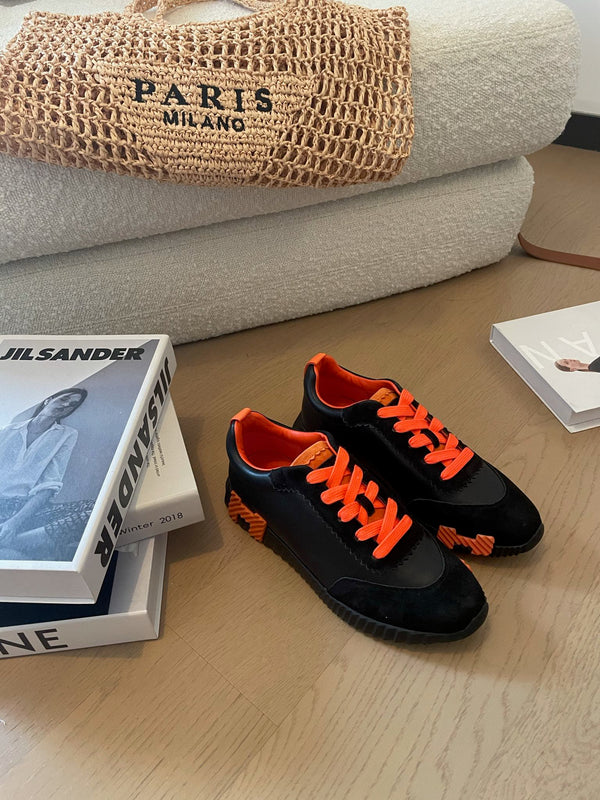 HM Bouncing 35 Sneakers Black Goatskin & Suede Goatskin Orange H Orange