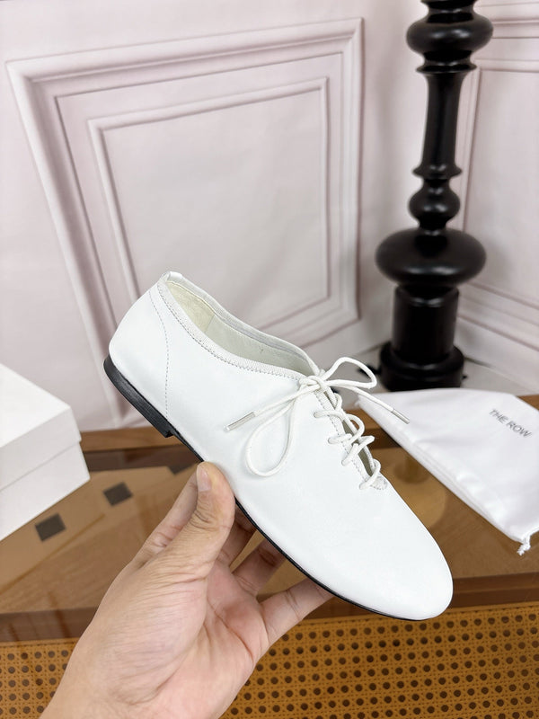 The Row Deep Mouth Slip-on Loafers White Suede 931971