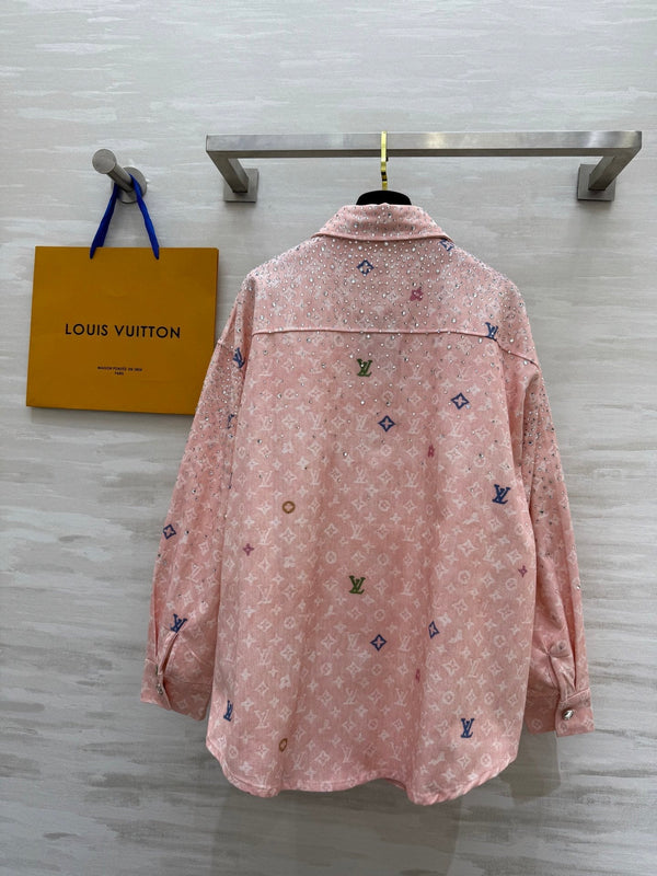 LV 25 Star-Studded Rhinestone Pink Denim