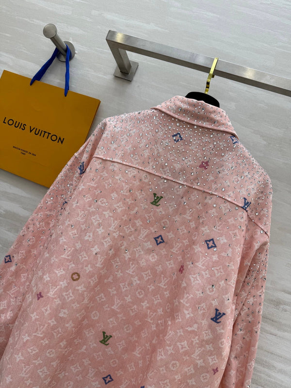 LV 25 Star-Studded Rhinestone Pink Denim