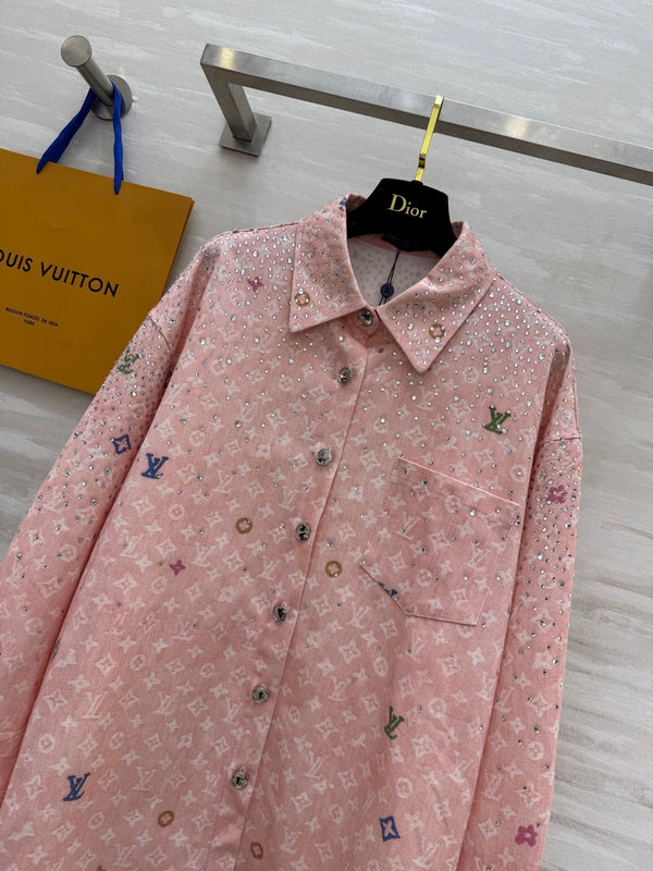 LV 25 Star-Studded Rhinestone Pink Denim