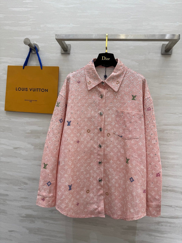 LV 25 Star-Studded Rhinestone Pink Denim