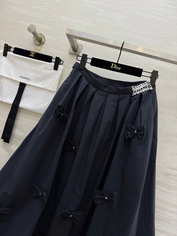 CC Bowknot Skirt Black Cotton