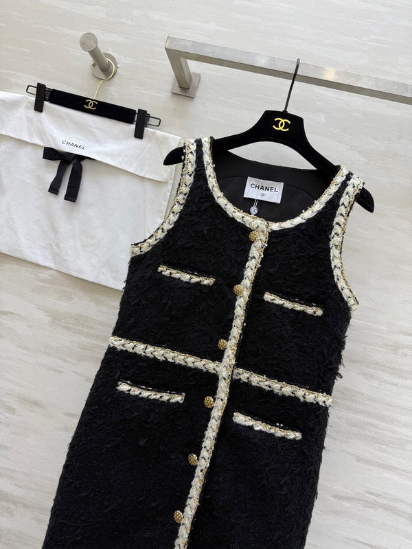 CC FW 25/26 Robe Tweed Noir Blanc 343342