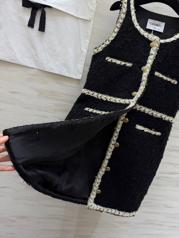 CC FW 25/26 Robe Tweed Noir Blanc 343342