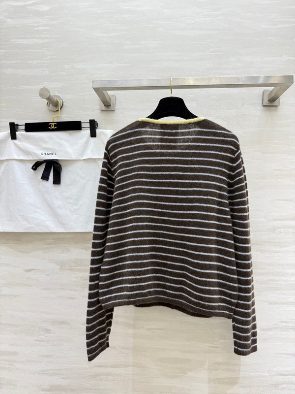 Gilet Cardigan Rayé Alpaga CC Laine 343299