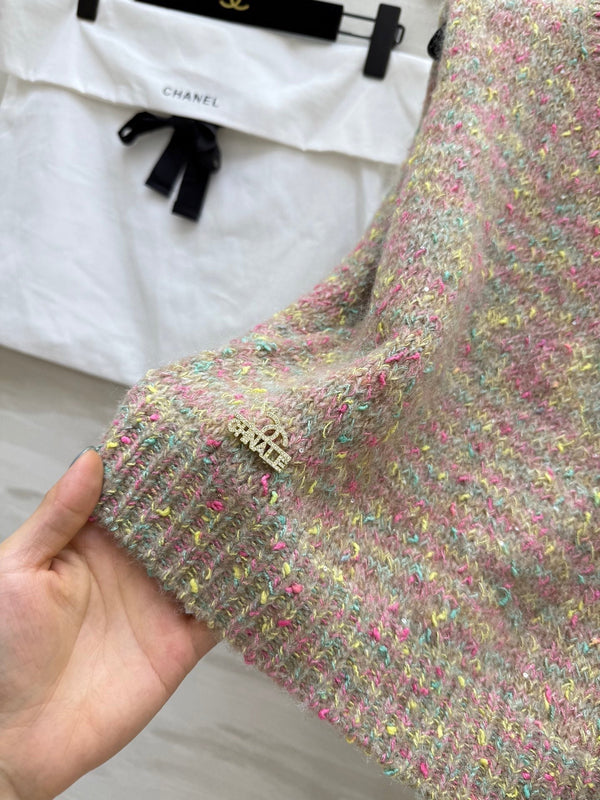 Gilet CC Beige Multicolore Mohair Peluche Fil 343292