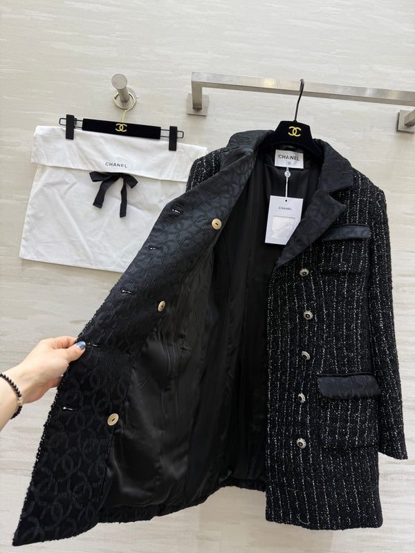 Veste CC noire, argent, tweed noir 344806