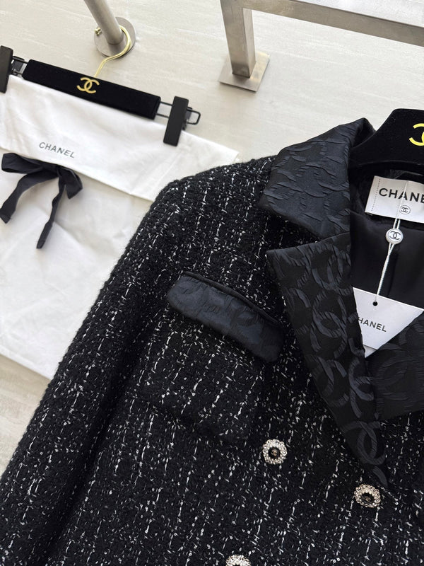 Veste CC noire, argent, tweed noir 344806