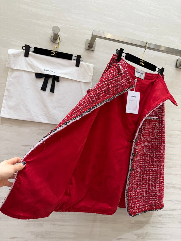 Jupe CC Runway Tweed Rouge 344793