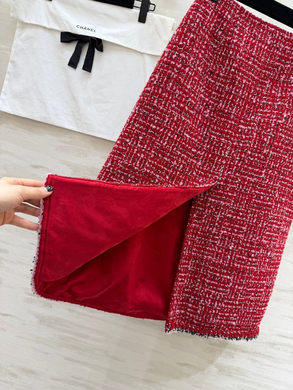 Jupe CC Runway Tweed Rouge 344793