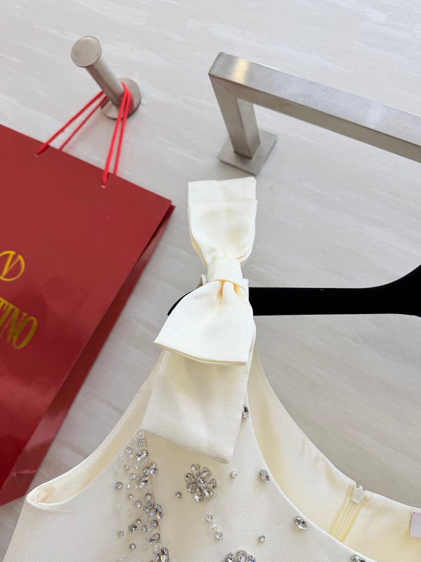Robe en Coton Perlée de Strass Valen 26s Blanc 344749