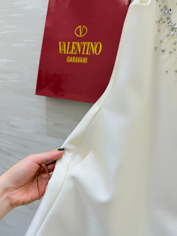 Robe en Coton Perlée de Strass Valen 26s Blanc 344749