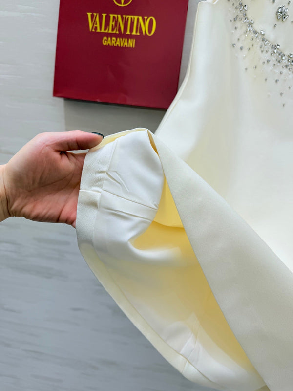 Robe en Coton Perlée de Strass Valen 26s Blanc 344749